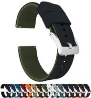 23mm Black/Army Green - Barton Elite Silicone Watch Bands - Quick Release - Choose Strap Color & Width