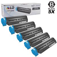 LD Compatible Toner Cartridge Replacement for Okidata 44574701 (Black, 5-Pack)