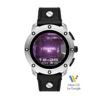 Diesel On Men's Axial Touchscreen Stainless Steel and Leather Smartwatch, Black-DZT2014