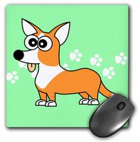 3dRose LLC 8 x 8 x 0.25 Inches Tan Cardigan Corgi with Paw Prints Mouse Pad (mp_6161_1)