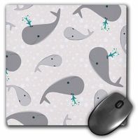 3dRose Cute Whale and Baby Print Grey - Mouse Pad, 8 by 8 inches (mp_58600_1)