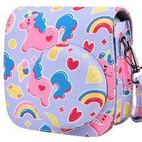 Protective & Portable Case Compatible with Fujifilm Instax Mini 9 8 8+ Instant Film Camera with Accessory Pocket and Adjustable Strap - Pink Unicorn by SAIKA
