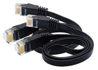 AAOTOKK Cat6 Network Cable,Black Flat Male RJ45 Ethernet Patch Internet LAN Wire Cable for Modem, Router, PC, Mac, Laptop, PS2, PS3, PS4, Xbox, and Xbox 360 Black(0.5M/1.5ft-2Pack)