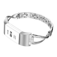 Wearlizer Replacement for Fitbit Charge 2 Bands for Women Metal Bangle/Bracelet/Assesories/Straps/Wrist Band for Fitbit Charge hr 2 Women Small Large Polished-Silver