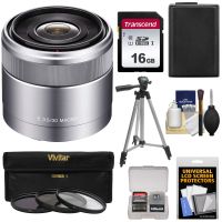 Sony Alpha E-Mount 30mm f/3.5 Macro Lens & 16GB Card + NP-FW50 Battery + 3 Filters + Tripod Kit for A7, A7R, A7S Mark II, A5100, A6000, A6300