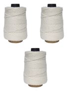 Regency Wraps RW092 500 ft Natural Cooking Butcher's Twine 500ft Cone for Meat Prep & Trussing Turkey, 100% Cotton, 16 Ply, 3-Pack, White