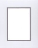 18x24 White & Grey Double Picture Mat, Bevel Cut for 12x18 Picture or Photo
