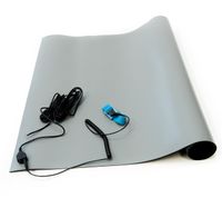 Bertech ESD High Temperature Rubber Mat Kit with a Wrist Strap and a Grounding Cord, 2' Wide x 4' Long x 0.08" Thick, Gray