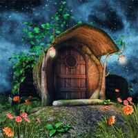 OFILA Fairy Tale Backdrop 5x5ft Wonderland Photography Background Magic Cabin Flowers Elf Girls Princess Birthday Portraits Enchanted Theme Baby Shower Photos Kids Room Decor School Events Video Props