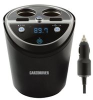 CAR AND DRIVER Bluetooth FM Transmitter Cup Holder for Car with Built-in Dual USB Fast Charging Ports & Dual Cigarette Lighter 12V Power Sockets. Audio Adapter Receiver Wireless. Handsfree Car Kit