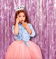Baby Light Pink Metallic Foil Fringe Curtain 3 x 8 Feet Tinsel Pack of 1 Photo Booth Props Backdrop Decorations for Sweet 16 Party Baby Shower Birthday Engagement Graduation Party Supplies