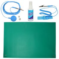 ESD High Temperature Mat Kit | 16" x 24" | Emerald Green | with (1) ESD Wrist Strap, (1) ESD Grounding Cord, (1) Bottle of Mat Cleaner