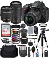 Nikon D3500 DSLR Camera with 18-55mm Lens, Nikon AF-P 70-300mm Lens and 18PC Accessory Bundle - Includes SanDisk Ultra 64GB SDHC Memory Card + Digital Slave Flash + 57" Tripod + More