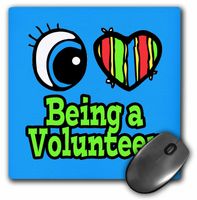 3dRose LLC LLC 8 x 8 x 0.25 Inches Mouse Pad, Bright Eye Heart I Love Being a Volunteer (mp_105805_1)
