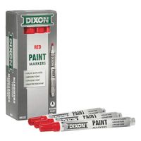 DIXON Industrial Paint Markers, Medium Tip, Box of 12 Markers, Red (80221)