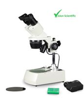 Vision Scientific VMS0002-RC-234 Tri-Power Binocular Stereo Microscope, 2X, 3X, 4X Objective, Paired 10x WF Eyepiece, 20x, 30x, 40x Magnification, Top and Bottom LED, Cordless Rechargeable Battery