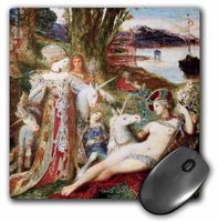 3dRose 8 x 8 x 0.25 Inches Mouse Pad, The Unicorns by Gustave Moreau (mp_129821_1)