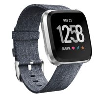 Smasy Replacement Bands Compatible with Fitbit Versa/Versa 2/Versa Lite Edition, Women Men Soft Fabric Adjustable Wristbands for Fitbit Versa Smart Watch (Charcoal)