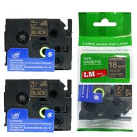 2/Pack LM Tapes - Premium 3/4" Gold Print on Black Label Compatible with Brother TZe-344 P-Touch Tape and Comes with a Free Tape Color/Size Guide for Easy reordering. 18mm 0.7 Laminated