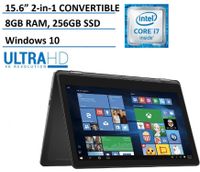 Dell Inspiron 15 7000 7568 2-in-1 Laptop, 15.6" 4K (3840x2160) TOUCHSCREEN, Intel 6th Gen i7-6500U, 256GB SSD, 8GB DDR3, Backlit Keyboard, Windows 10 (Renewed)