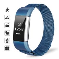 TOMALL Metal Bands Compatible for Fitbit Charge 2,Stainless Steel Metal Replacement Wristband for Women Men (Small, Blue)
