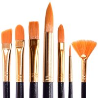 Acrylic Paint Brushes Set for Art Crafts - Face Body Makeup Painting - Watercolor Oil Brush Painting Gouache Blending - Fabric Set of 7 Types of Brushes for Adults and Kids with a Black Handle