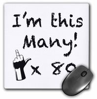 3dRose LLC 8 x 8 x 0.25 Inches Mouse Pad, I'm This Many X80, Happy Birthday (mp_157365_1)
