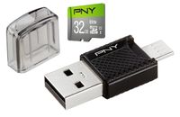 PNY 32GB microSD Card Elite 85MB/s, U1 with OTG Reader (P-OTGCR32GMSC3-GE)