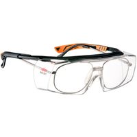 NoCry Over-Glasses Safety Glasses - with Clear Anti-Scratch Wraparound Lenses, Adjustable Arms, Side Shields, UV400 Protection, ANSI Z87 & OSHA Certified (Black & Orange)