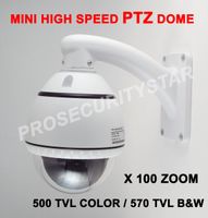 CCTV Mini SPEED Dome with ICR, 100x Power Zoom 500TV lines, 570 TVL (B&W)