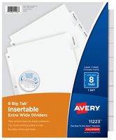 Avery 11223 Insertable Big Tab Dividers, 8-Tab, 11 1/8 x 9 1/4