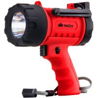 NoCry 18W Waterproof Rechargeable Flashlight (Spotlight) with 1000 Lumen LED, Detachable Red Light Filter, Wall and Car Charger Attachments, Red