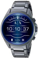 A|X Armani Exchange Men's Smartwatch Touchscreen Watch with Stainless-Steel-Plated Strap, Blue, 20 (Model: AXT2003)