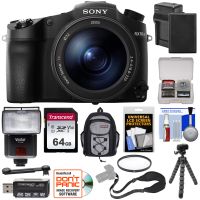 Sony Cyber-Shot DSC-RX10 III 4K Wi-Fi Digital Camera with 64GB Card + Battery & Charger + Backpack + Strap + Filter + Tripod + Flash + Kit