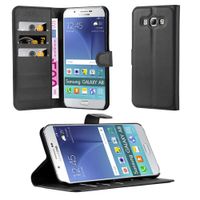 Cadorabo Book Case Works with Samsung Galaxy A8 2015 in Oxid Black - with Magnetic Closure, Stand Function and Card Slot - Wallet Etui Cover Pouch PU Leather Flip
