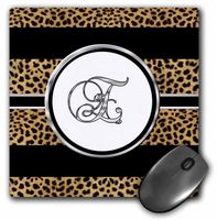 3D Rose"Elegant Cheetah Animal Print Monogram Letter E" Matte Finish Mouse Pad - 8 x 8" - mp_180674_1