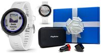 Garmin Forerunner 245 Music (White) Beat Yesterday Gift Box Bundle | +HD Screen Protectors (x4), USB Car/Wall Adapters & Case | 2019, VO2 Max, Spotify