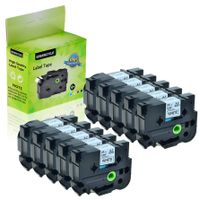 GREENCYCLE 10 Pack 1" 24mm Black on White Label Tape TZe251 TZe-251 TZ-251 TZ251 Standard Laminated Cassettes Compatible for Brother P Touch PTD600 PTP750W PTP700 PTE500 PT1400 Label Makers