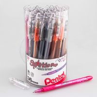 Pentel Sparkle POP Beauty Beauty Iridescent Gel Pens, (1.0mm) Bold Lines, Assorted Ink (A/C/D/F/P/V/x/Z) 36-PK Canister (K91PC36M)