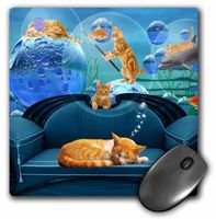 3dRose LLC 8 x 8 x 0.25 Inches Mouse Pad, Tabby Dreams is an Adorable Fantasy Piece with an Orange Tabby Dreaming of The Sea (mp_150195_1)