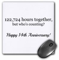 Happy 14th Anniversary - 122724 hours together - Mouse Pad, 8 by 8 inches (mp_224659_1)