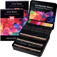 72 Watercolor Pencils Set with 2 x 50 Page Drawing Pad for Kids, Adults and Professionals, Premium Artist Lead with Vibrant Colors, Ideal for Coloring, Blending and Layering, Watercolor Techniques