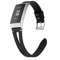 Wearlizer Black Lether Band Compatible with Fitbit Charge 3 Bands for Women Men, Leather Replacement Band Assesories Strap X Type Bracelet for Fitbit Charge 3