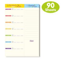 Weekly Meal Planner Shopping List Note Pad with Tear Off Perforated Line and Magnet Mountings (90 Pages 6" x 9")