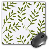 3dRose LLC 8 x 8 x 0.25 Inches Mouse Pad, Olive Green and White Chic Leaves (mp_164483_1)