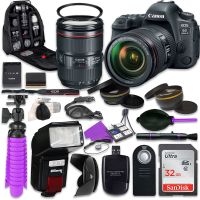 Canon 6D Mark II DSLR Camera with Canon EF 24-105mm f/4L IS II USM Lens, Auxiliary Panoramic and Telephoto Lenses, 32GB Memory + Accessory Bundle