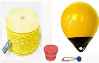 KUFA Sports Prawn Trap Accessory Combo, 5/16 x 400' Poly Rope with Clip on line Weight,12" Heavy Duty Yellow Buoy & Vented Bait Jar (PP4+TW10+HB5+A30Y)