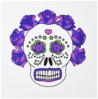 3dRose Day of the Dead Skull Día de los Muertos Purple - Greeting Cards, 6 x 6 inches, set of 6 (gc_24638_1)