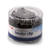 Officemate Assorted Size, 50 Small/10 Medium, Binder Clips, Black, 60 per Tub (31025)