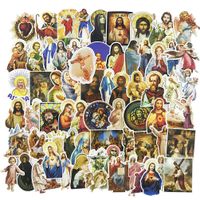 68pcs Retro Laptop Stickers, Jesus God Vinyl Decal for Guitar Bass Phone Computer Travel Case Piano Water Bottle